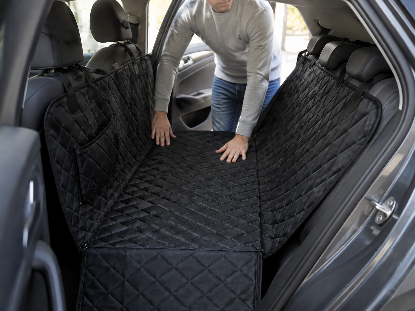 Fitting the PetSure RoadNest car cover across the back seat