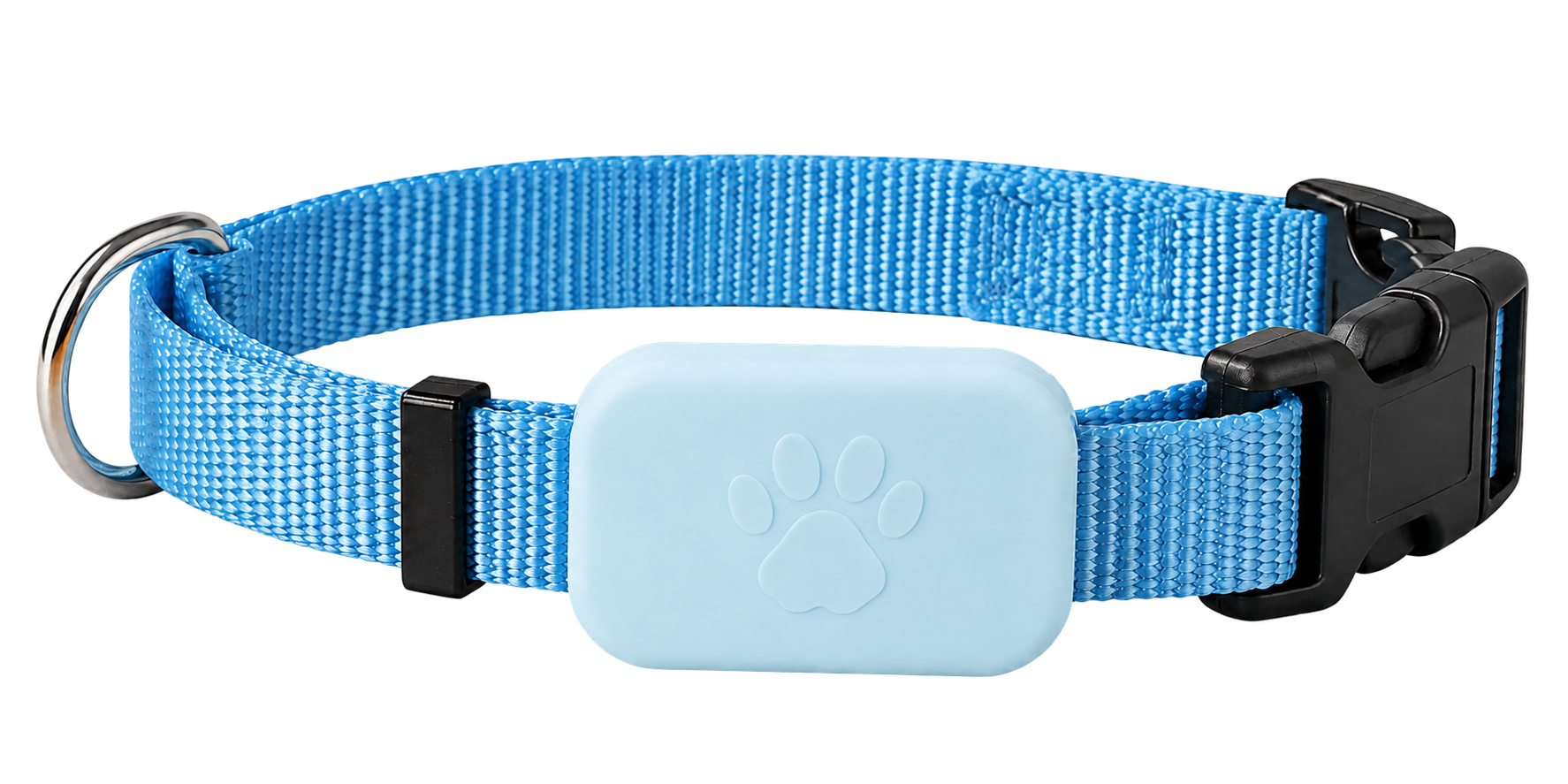 Light blue PetSure RoamTag GPS tracker and collar
